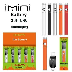 Batteria AVV IMINI originale 380MAH Preriscaldamento della tensione regolabile inferiore per 510 cartucce a penna a vapotteria nella scatola di display dalla fornitura di fabbrica