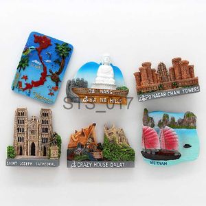 Kylmagneter 3D Kylmagnet Sydostasien Vietnam Crazy House Da Nang Mount Bana Magnetic Refrigerator Paste Vietnam Turist Souvenir Gift X0731