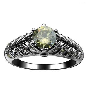 Pierścionki ślubne Czarna drobna cz palec biżuteria vintage prezent zielony kamień kobiety cudowne specjalne modele Pierścień zaręczynowy fabryka biżuterii