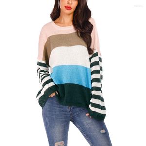 Women's Sweaters Autumn Large Size Casual Sweater 6XL 7XL 8XL 9XL Bust 138CM Ladies Striped Stitching Loose Fashion All-match