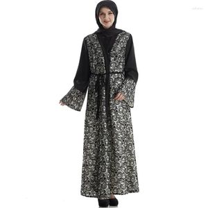 Etnik Giyim Vintage Kadın Arabistan Elbise Moda Müslüman Giyim Artı Boyut İslam Abaya Maxi Robe