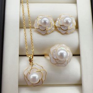 Wedding Jewelry Sets Arrival Pearl 14k Gold Plated 100 Real Natural Freshwater Necklace Earrings Ring For Women Gift 230729