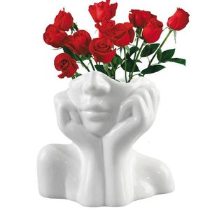 Vases Body Female Base Roots Plant Artificial Faux Pots With Drainage Holes Unique WomanShaped Form Face Vase Bohemia 230731