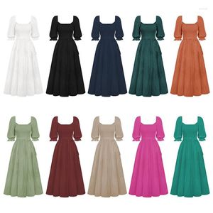 Casual Dresses French Style High-end European And American Women's Autumn Dress Tied Rope Belt Ruffles Lantern Sleeve Multi-wear Elegant