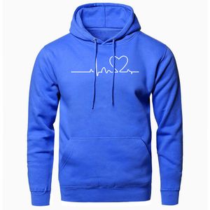 Mens Hoodies Sweatshirts primavera Outono Moda Impressão Simples Man Love Heartbeat fatos de treino Engraçado Streetwear Hip Hop Roupas Quentes 230731