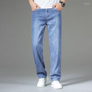 Men's Jeans 2023 Summer Soft Lyocell Fabric Loose Straight Fit Denim Pants Wide Leg Streetwear