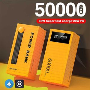 Cell Phone Power Banks 50000mAh Container Power Bank 66W Fast Charge PD20W Outdoor Powerbank Portable Power Station External Battery Pack Fast Charger L230731