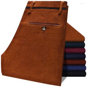 Men's Pants Autumn And Winter Corduroy Thick Casual Business Fashion Stretch Slim Trousers Male Brand Brown Red Wine Navy Black