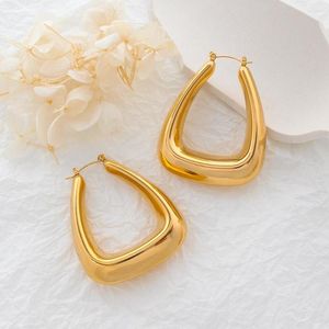 Brincos de argola atraentes banhados a ouro ocos femininos de aço inoxidável grossos joias geométricas para encontros de rua