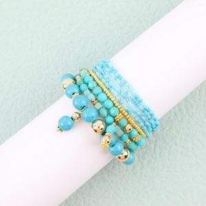 Strand Makersland 8Pcs/set Blue Acrylic Glass Bead Bracelet Bohemian Style For Women Temperament Charming Gifts Wholesale