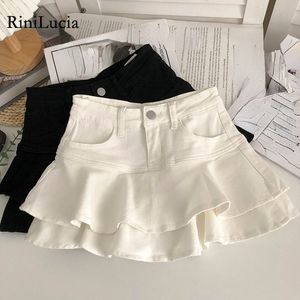 Skirts Girls Baby Spring Summer Solid Zipper Button Pocket Ruffles Layers Kids Children Clothing for 230731