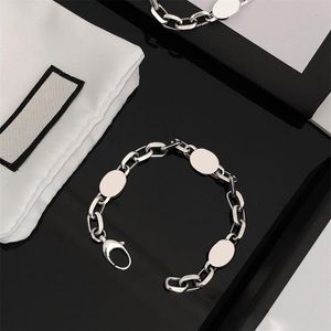 Coppia di braccialetti retrò 925 lettere ad incastro Distressed Chain Uomo Donna Jewelry2306