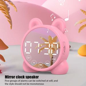 Mini altoparlanti Sveglia Bluetooth Altoparlante per bambini Mini altoparlante stereo surround wireless color caramello con display digitale