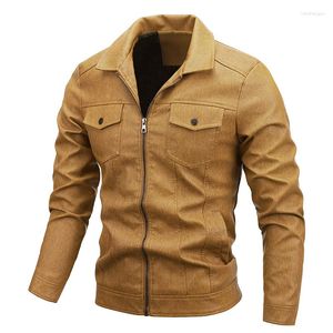 Мужские куртки 2023 Мужские модные весенние ветропроницаемые тонкие кожаные осенние наружные удобные сплошные цвета мотоциклетная рубашка