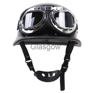 Motosiklet Kaskları Serin Alman Kask Vintage Yüz Motosiklet Kask Kafe Scooter Cruiser Capacete Dot Onaylı Abs Yarım Cascos Para Moto X0731