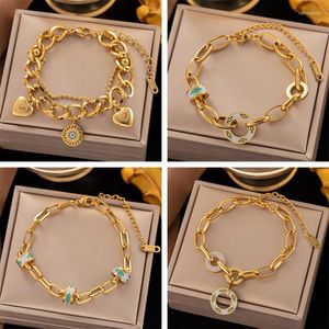 Braccialetti con ciondoli Bracciale a catena Cuba a forma di occhio in acciaio inossidabile per donna