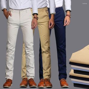 Calças masculinas 6 cores 2023 primavera verão finas masculinas moda casual negócios ajuste fino calça reta estilo clássico 38-28