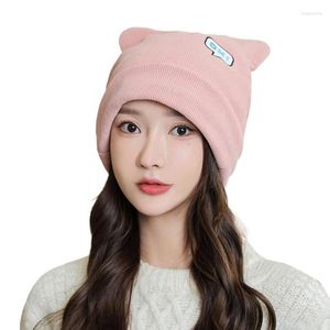 Visors Ear Knitted Hat Autumn Winter Warm Hats For Women Wool Cold Girls Cute Fashion Hip Hop Unisex Female Beanies
