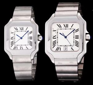 Relógios de quartzo masculinos femininos 35mm 39mm relógio de designer quadrado de aço inoxidável completo esporte à prova d'água relógio de vidro de safira