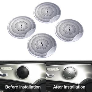 4pcs Car Audio Speaker Car Door Loudspeaker Trim Cover For Mercedes Benz 2015-2018 C Class W205 GLC 2016-2018 E-Class Stainless st269o