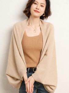 Halsdukar 2023 Höstens högkvalitativa ull sjal Cape Poncho Kvinnor Mid-längd koreansk halsduk ärmlös kläder casual lösa damer rockar