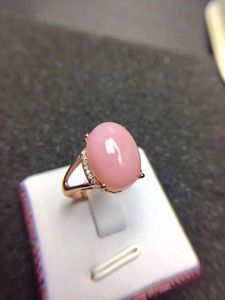 Cluster-Ringe Ankunft natürlicher echter und rosa Opal-Ring 925 Sterling Silber edler Schmuck