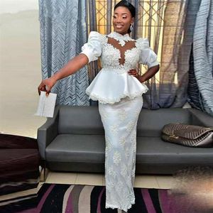 Aso ebi جنوب إفريقيا Long Mermaid Deval Dresses Peplum Halfe Sleeves Halfeique Prom Vort