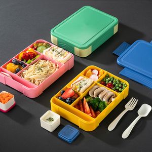 Lunch Boxes Rectangle Box Compartment SingleLayer Meal Prep Leakproof Builtin Tableware Microwavable Reusable for Office Workers 230731