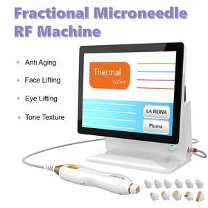 Profissional RF Microneedle Skin Tightener Removedor de rugas Regeneração facial Acne Cicatriz Remoção de estrias Máquina de beleza com 11 cabeças substituíveis