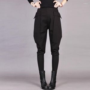 Pantaloni da donna Modelli primavera estate Personalità Donna Vita alta Harem Piedi larghi femminili Taglia grande Casual Nero Lungo