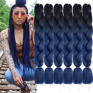 24 Inch Jumbo Braiding Hair Extensions High Temperature fiber 100g/pcs Synthetic Black Braids Hair Synthetic Hair for Box Braids Black Hair Extensions for Twist J1