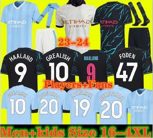 Rozmiar 16-4xl 23 24 Haaland piłka nożna Grealish Sterling Mans Cities MAHREZ Fani de Bruyne Foden 2023 2024 Football Tops Shirt Kit Kit Sets