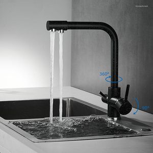 Kitchen Faucets Black Sink Faucet Mixer 360 Degree Rotary Clean Double Handle Hand Basin
