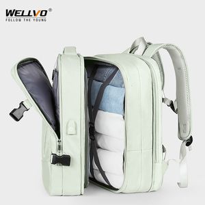 Zaini da giorno Zaino da viaggio estensibile Borsa per laptop unisex Borse da viaggio grandi da donna Studenti da uomo Viaggio d'affari Carica USB Mochila XA299C 230731