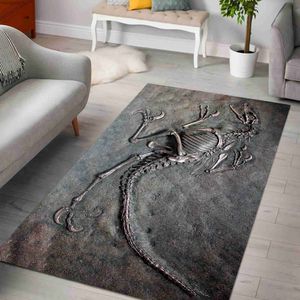 Mattor Hemdekoration 3d Floor Mat Dinosaur Fossil Art Premium Rug Square Felt icke-halkat stort matta vardagsrum barns sovrum R230731