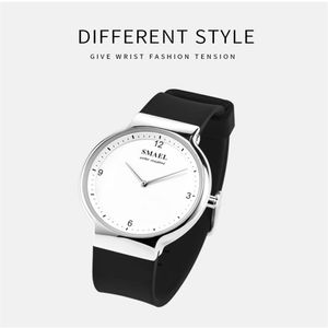 Smael Watch Casual Quartz Watch Zestaw 1835 Prosta para elastyczna wodoodporna zegarek miłośnicy Zestaw Silver de Casal Top Gift276s