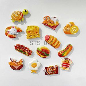 Fridge Magnets New Simulation Food Refrigerator Stickers Hamburger Bread Cheese Pizza Cartoon Creative Cute Resin Magnet Kitchen Decoration x0731