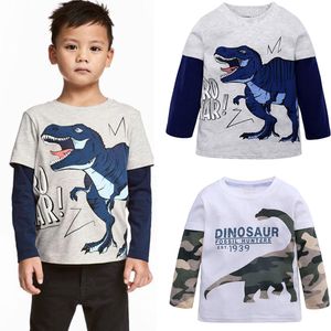 小売春の新しい子供の服のオン長袖ボーイズTシャツファッションコットンキッズTシャツ高品質の子供