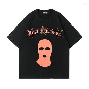 Männer T Shirts Harajuku Sommer Weiß Schwarz Baumwolle Maske Kopf Top Tees Unisex Y2K Streetwear Übergroßen T-shirts Kurzarm männer Kleidung