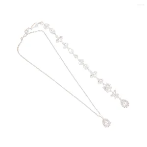 Halsbandörhängen Set Back Chain Fashion Bridal Long Style Wedding Crystal Pendant (Silver)