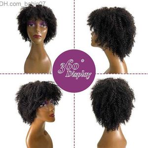 Syntetyczne peruki syntetyczne peruki Afro Curly Natural Kinkys Krótkie kobiety z grzywką dla czarnych mody codziennego użycia Z230731
