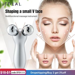 Face Massager Microcurrent Vibration 4D Roller Y Shape Rotating V Lifting Massage Skin Tighten Machine 230729