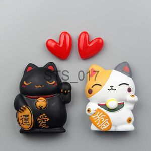 Fridge Magnets Resin 3D Japanese Lucky Cat Magnetic Refrigerator Magnet Message Paste Resin Magnet Home Decor Paste x0731