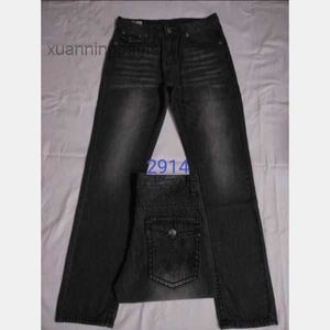 Men's True Jeans Long Coarse Line Super Religion Pencil Blue Black Denim Pants Z69E