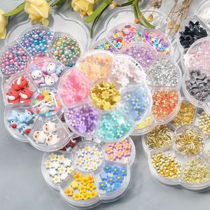 Nail Art Decorations 3D Floral Aurora Bear Butterfly Pearl Mixing Set Box Nails For DIY Nail Art Decorative Art Professional Accessories 230729