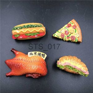 Kühlschrankmagnete Bionic Food 3D Kühlschrank Peking gebratene Ente Pizza Hot Dog Brot Hamburger Harz Kühlschrank Kühlschrankmagnete Heimdekoration x0731