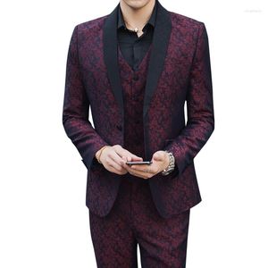 Erkek Suit 2023 (Ceket Yelek Pantolonu)% 80 Polyester Fiber% 20 Viskoz (S-5XL) Takım Üç Parça Elbise
