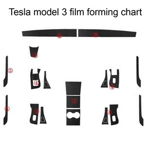 For tesla model 3 model X S Interior Central Control Panel Door Handle Carbon Fiber Stickers Decals Car styling Accessorie2353