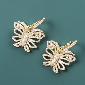 Stud Earrings Ins Style Butterfly Ear Jewelry European And American Personality Exaggerated Hollow Gold-plated