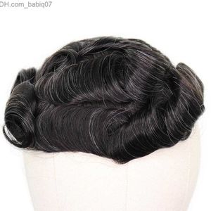 Synthetic Wigs Durable Wigs for Man Brown Mixed Grey Human Remy Hair Skin PU Thin PU Natural Men Toupee Hairpieces Replacement System228u7619193 Z230731